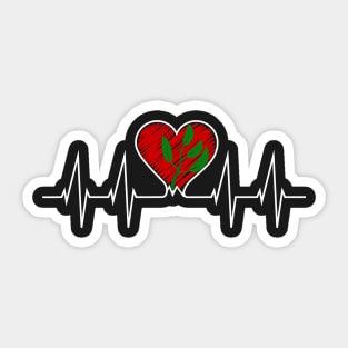 Vegan Heartbeat - Vegetarian Green Leaf Tshirt Sticker